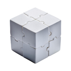 Minimalist White Puzzle Cube on Dark Background for Creative Projects