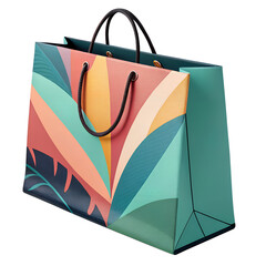 3D Shopping Bag with Handles PNG