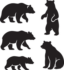 bear silhouette vector sticker pack