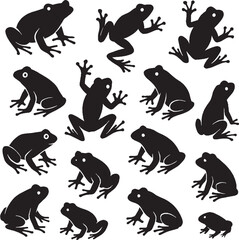 frog silhouette vector sticker pack