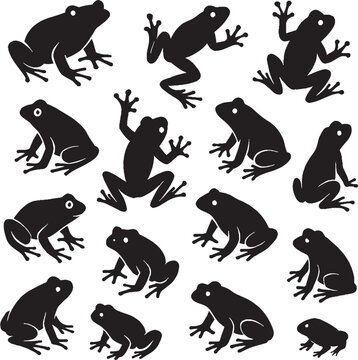 frog silhouette vector sticker pack