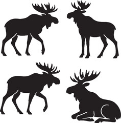 Moose silhouette vector sticker pack
