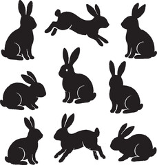 Rabbit silhouette vector sticker pack