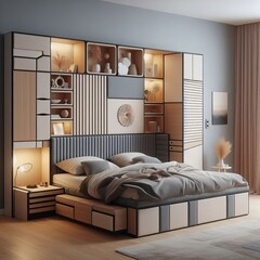 Modular Headboard and hidden storage