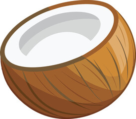 A vibrant and detailed vector illustration of a coconut fruit, showcasing its texture, shape, and natural appeal.