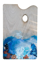 palette with oil paint on white background