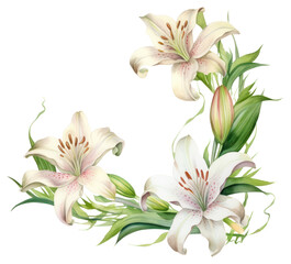 PNG Lily Flower Corner Frame
