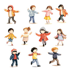 Fototapeta premium watercolor A People or kids dancing illustration