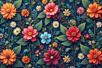 Intricate floral design creates a seamless textile pattern , motif, repeating