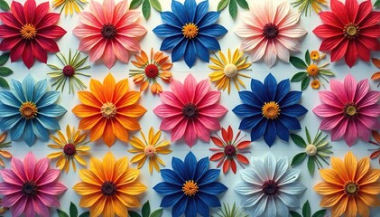 Symmetrical floral shapes arranged in a square lattice , repeat, abstract