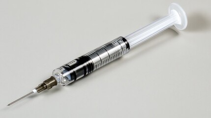 Medical Syringe on Light Gray Surface
