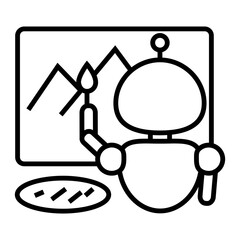 로봇이 그림을 그리는 생성 AI 아이콘