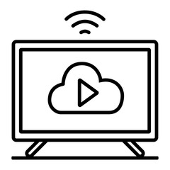 모니터와 클라우드 스트리밍 재생 버튼이 있는 아이콘