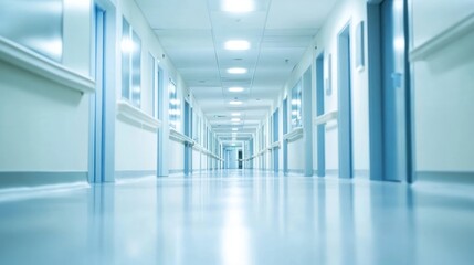 Fototapeta premium Eerily clean hospital corridor depicting modern medical facility architecture