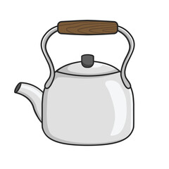 Antique teapot with wooden handle vector design