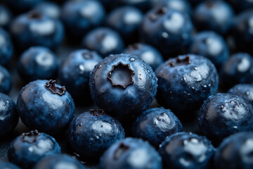 pile of blueberries with water droplets on them