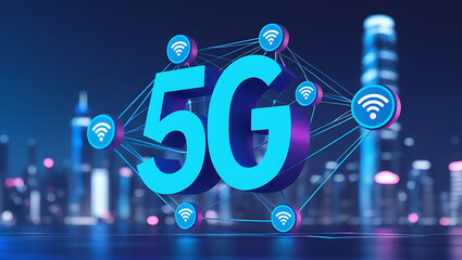 Obraz premium 5G Technology: Next-Generation Wireless Network for Ultra-Fast Connectivity and Low-Latency Communication