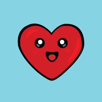 vector cute heart, love symbol icon vector illustration smile bleeding heart