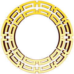 Golden traditional korean circle frame 3d