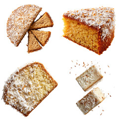 Jamaican Toto Cake Slice, Coconut & Nutmeg, White Background