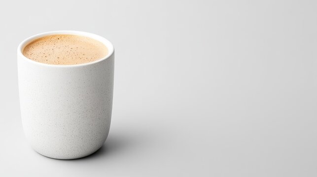 Simple white mug filled with light brown coffee