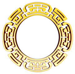 Golden traditional korean circle frame 3d
