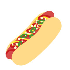 Colorful Hotdog with Toppings - Cartoon Style Illustration