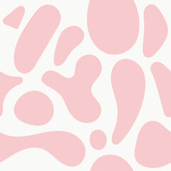 Abstract pink pattern with cow and dalmatian spots, ideal for backgrounds and creative projects. High quality seamless vector design with irregular shapes.