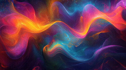 Fototapeta premium A vibrant tapestry of swirling colors and glowing shapes, a symphony of digital innovation, where artificial intelligence and generative art intertwine, a testament to the limitless potential 