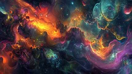 A vibrant tapestry of swirling colors and glowing shapes, a symphony of digital innovation, where artificial intelligence and generative art intertwine, a testament to the limitless potential 