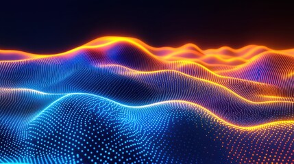 Obraz premium Minimalist yet futuristic abstract background with a gradient of neon blue and yellow hues, creating a sleek technology aesthetic.