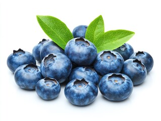 Fototapeta premium Fresh blueberries with leaves (5)