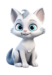 3D white Cat Character &ndash; Cute Pet Avatar Render on Transparent Background