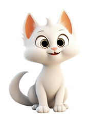 Obraz premium 3D white Cat Character – Cute Pet Avatar Render on Transparent Background
