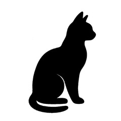 Fototapeta premium Silhouette of a Sitting Cat in Minimalist Black Design on transparent Background Showcasing Elegant Feline Pose and Mysterious Pet Aesthetic for Creative and Artistic Use