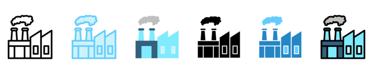 Obraz premium Factory multi style, mini illustration icon. use for modern concept, print, UI, UX kit, web and app development. Vector EPS 10, related to labor day, industry, worker.