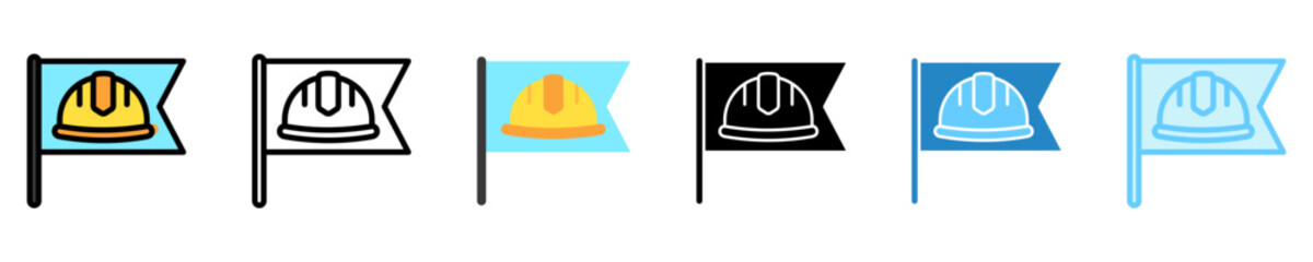 Fototapeta premium Flag multi style, mini illustration icon. use for modern concept, print, UI, UX kit, web and app development. Vector EPS 10, related to labor day, industry, worker.