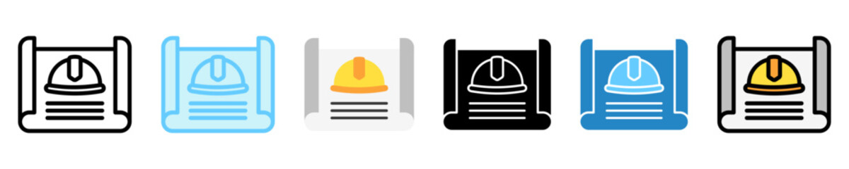 Fototapeta premium Plan multi style, mini illustration icon. use for modern concept, print, UI, UX kit, web and app development. Vector EPS 10, related to labor day, industry, worker.