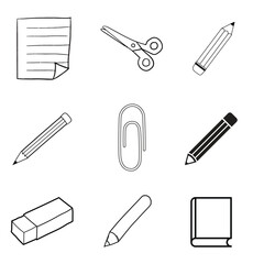 Collection of Hand-Drawn School and Office Supplies