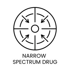 A circular icon in vector, with arrows pointing inward, representing concentration and narrow targeting, with an editable stroke