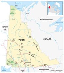 Map of the Yukon Territory in northwestern Canada