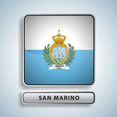San Marino flag square button Isolated on color gradient background. Exclusive Icon flag