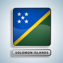 Solomon Islands flag square button Isolated on color gradient background. Exclusive Icon flag