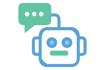 Chatbot Vector Icon -  Robot with Speech Bubble for Tech and Communication Designs

