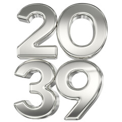 Number 2039 Silver 3D Rendering