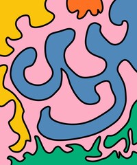 Hand Drawing Illustration Abstract Shape Retro Background Vintage