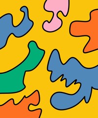 Hand Drawing Illustration Abstract Shape Retro Background Vintage