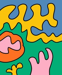 Hand Drawing Illustration Abstract Shape Retro Background Vintage