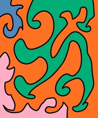 Hand Drawing Illustration Abstract Shape Retro Background Vintage