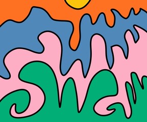 Hand Drawing Illustration Abstract Shape Retro Background Vintage